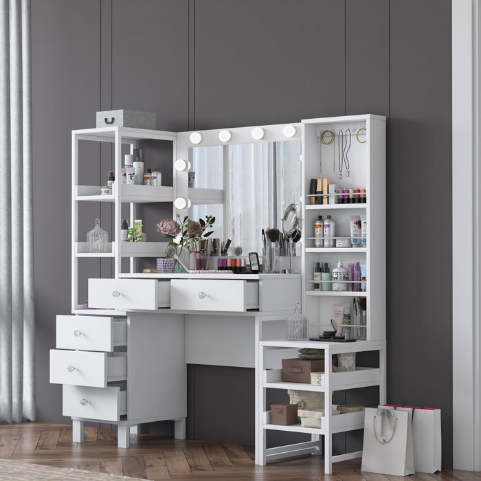 Hanah Home Mesa de Maquillaje BJ154 - 3861 Blanca con 10 Focos Hanah Home Mesa de Maquillaje BJ154 - 3861 Blanca con 10 Focos